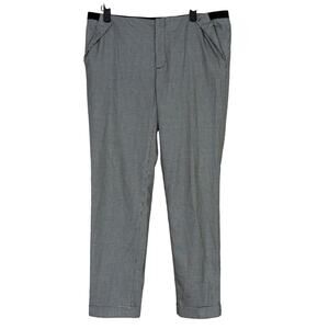 Zara Gingham Check Crop Slim Pants Ankle Fold Detail Pockets M Black White